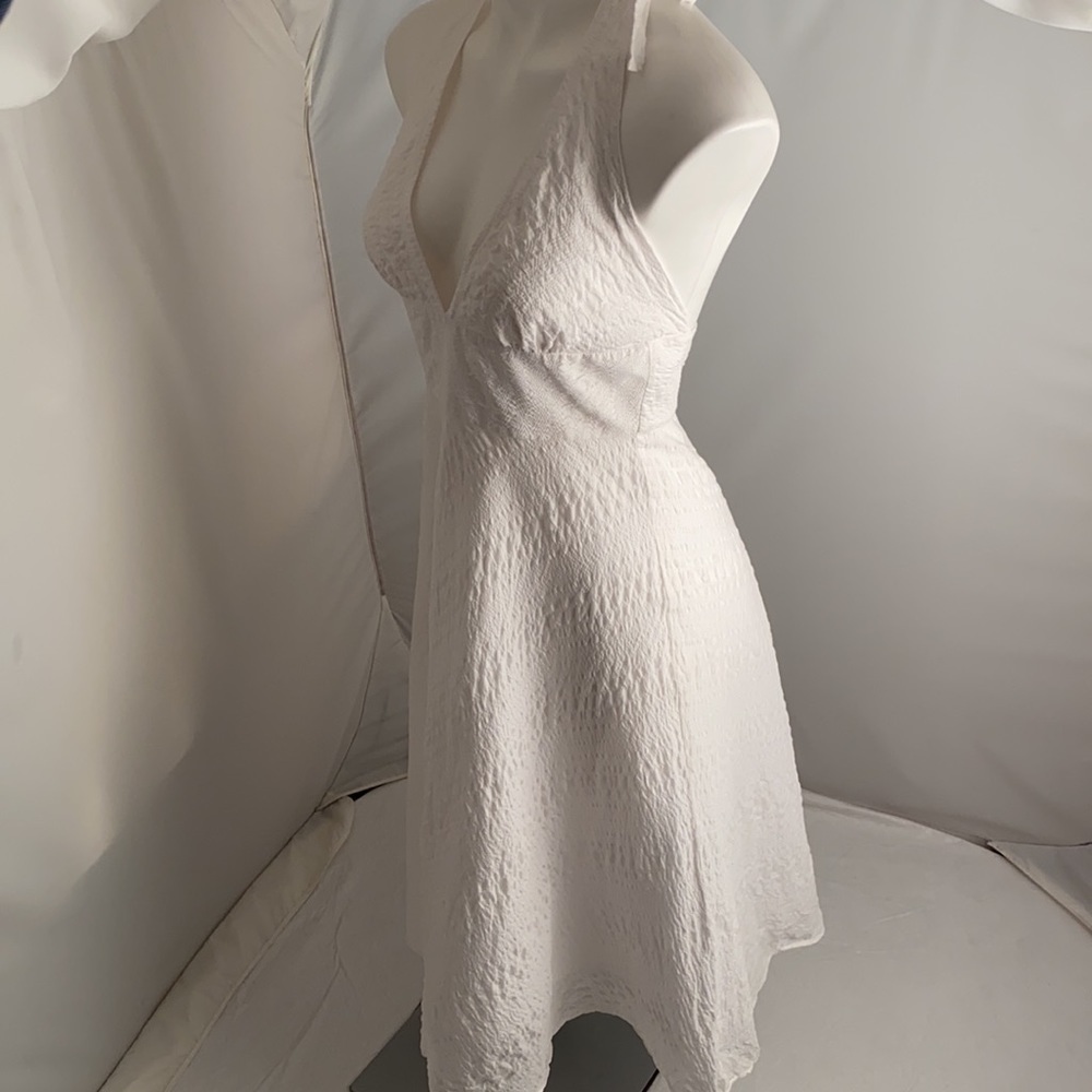 J Crew white textured cotton lined halter bridal dress 8 - Picture 3 of 10